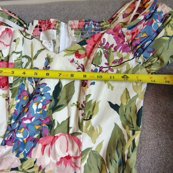 Vtg Moda Int’l Floral Midi Dress Women 10 Corset Ruched Off The Shoulder Prom - Picture 12 of 16